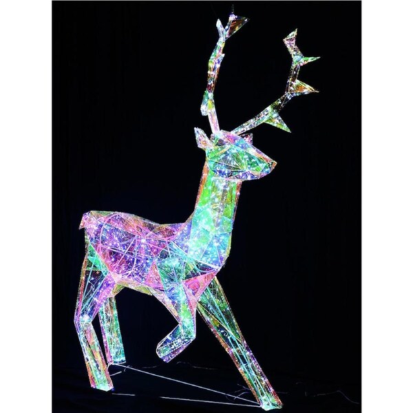 1.4m Iridescent Holographic & Cool White LED Standing Reindeer Light Display