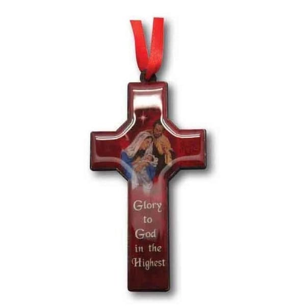 Wooden Cross Hanging Ornament - Glory to God