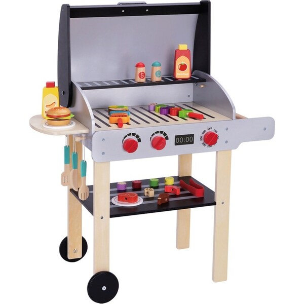 Tooky Toy BBQ Wooden Cooking Grill Playset Kids/Children 86cm Pretend Play 3y+