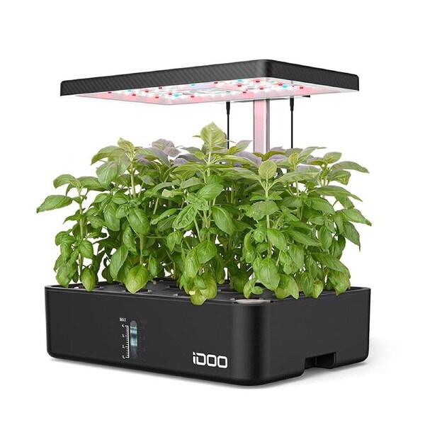 iDOO Hydroponics Growing System 12Pods Mini Herb Garden Germination Kit with LED