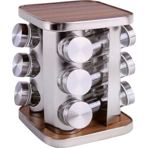 Clevinger Stainless Steel 12pc Rotary Spice Rack/Storage Organiser With Jars