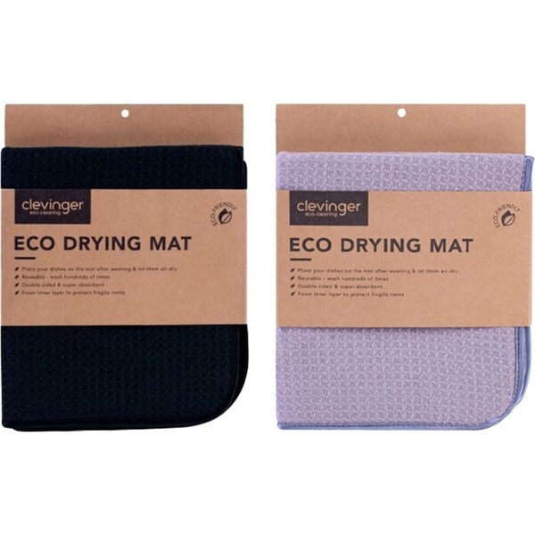 2x Clevinger Foam Microfibre Eco Dish Drying Mat 40x45cm Household Assorted