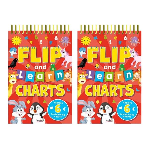 2x Bookoli Flip & Learn Charts Kids/Children Educational Learn Activity Notebook