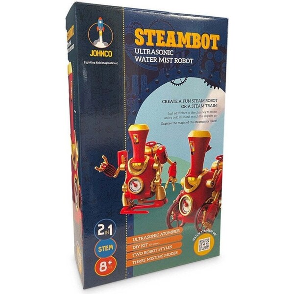 Johnco SteamBot 2in1 Ultrasonic Water Mist Robot DIY STEM Building Toy Kit 8y+