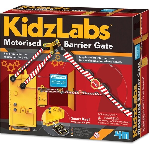 4M KidzLabs Motorised Barrier Gate Kids STEM Mechanical Building Toy Kit 8y+