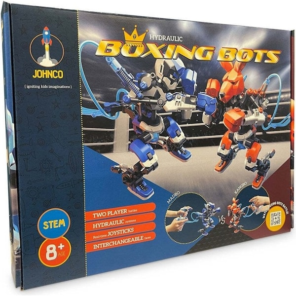 Johnco Hydraulic Boxing Bots Kids/Childrens STEM Multiplayer Toy/Game 8y+
