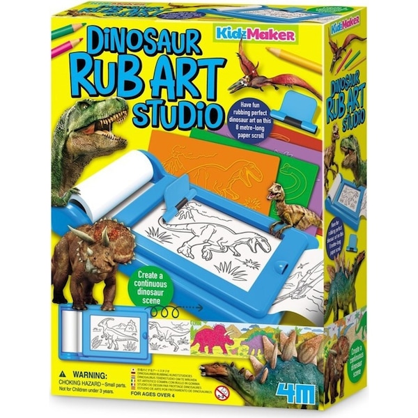 4M KidzMaker Dinosaur Rub Art Studio Kids/Childrens Painting Art/Craft Kit 4y+