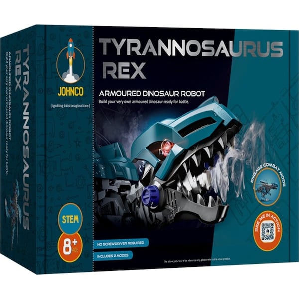 Johnco Tyrannosaurus Rex Armoured Dinosaur Robot STEM Building Toy Kit 8y+