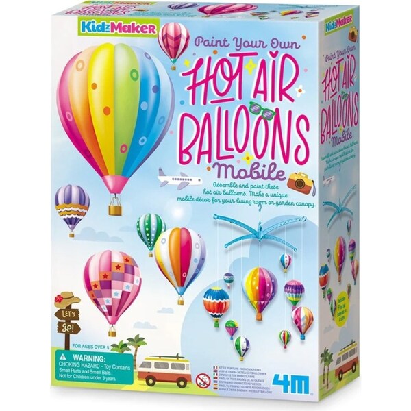 4M KidzMaker Hot Air Balloons Mobile Kids/Childrens Art/Craft Painting Kit 5y+