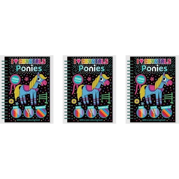 3x I Love Crystals Ponies Kids Art/Craft Activity Colouriung Fun Book w/ Stylus