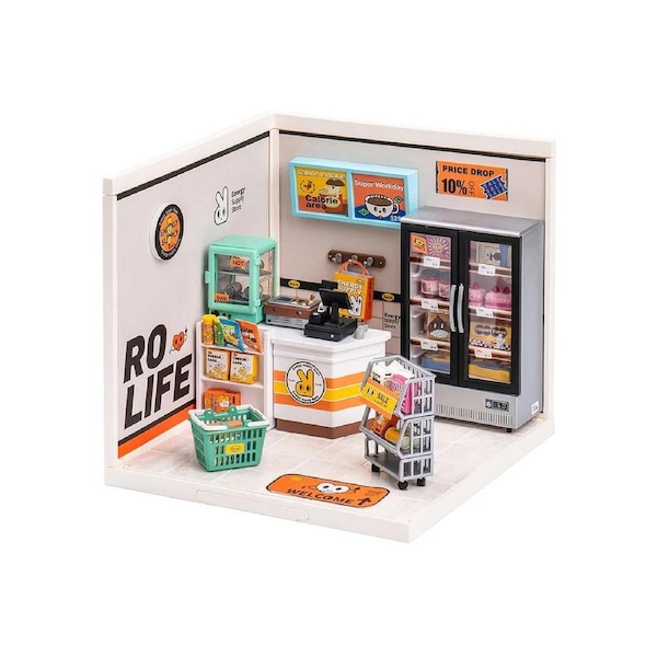 Rolife Super Creator Energy Supply Store Plastic DIY Miniature House Kit DW002 Toy Gift for Children Adult