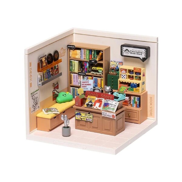 Rolife Super Creator Fascinating Book Store Plastic DIY Miniature House Kit DW004 Toy Gift for Children Adult