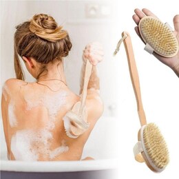 Natural Bristle Wooden Bath Shower Body Back Dry Skin Brush Spa Scrubber 100g