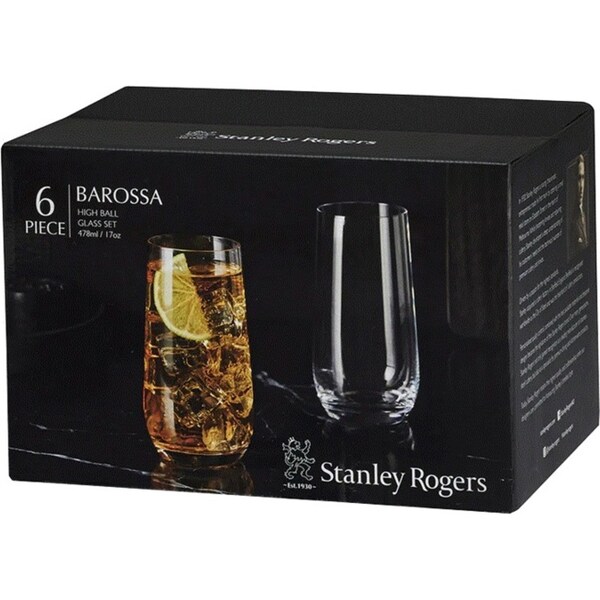 Stanley Rogers Barossa High Ball Glasses 478ml Set 6