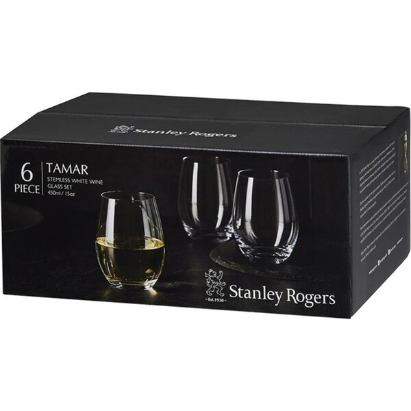 Stanley Rogers Tamar Stemless White Wine Glasses 450ml Set 6