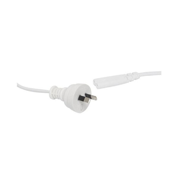 White IEC C7 Power Cable Female Socket to 240V Mains Plug Cable - 1.8m