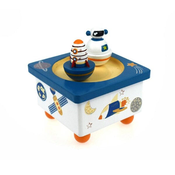 Koala Dream 10cm Rocket Kids Wooden Music Box Toy w/ Spinning Figurines 18m+
