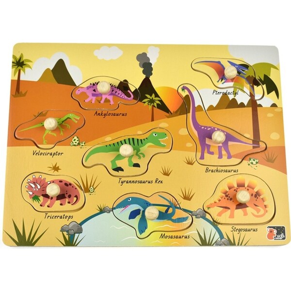 Koala Dream 2 In 1 Dinosaur Peg Wooden Puzzle Educational Game Toy Kids 18m+