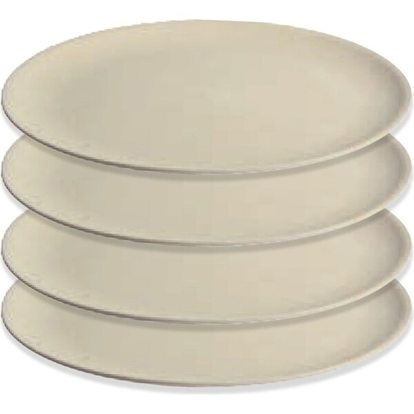 4x Oztrail Round 21.5cm Bamboo Plate Dish Camping Picnic Outdoor Tableware White