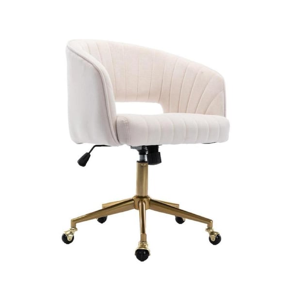 Acerra Velvet Swivel Home Office Chair -Beige