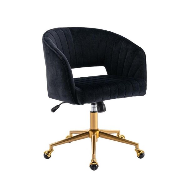 Acerra Velvet Swivel Home Office Chair -Black