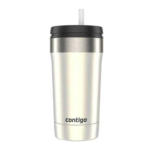 Contigo Uptown Dual Sip 473ml Stainless Steel Tumbler Travel Drink Cup White