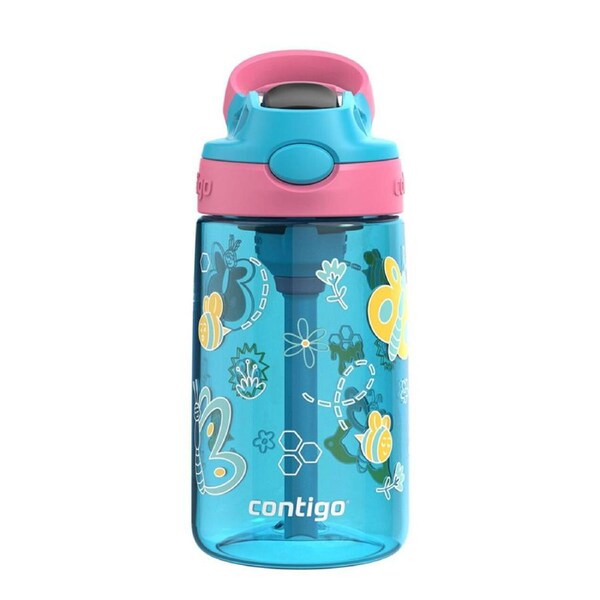 Contigo Kids Autospout 414ml Water Bottle w/ Straw Drink Container Butterflies