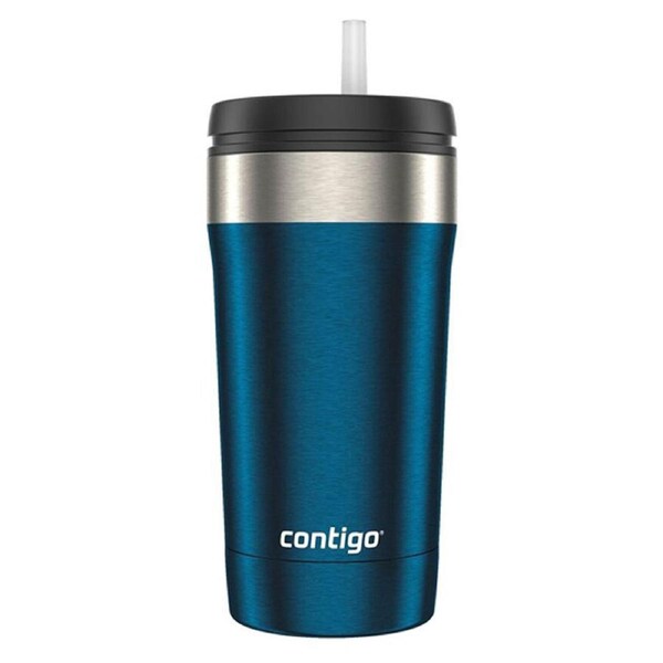 Contigo Uptown Dual Sip 473ml Stainless Steel Tumbler Travel Drink Cup Blueberry