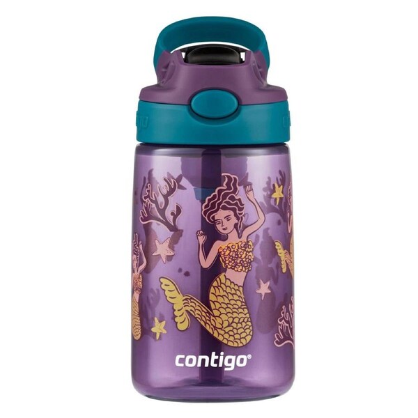 Contigo Kids Autospout 414ml Water Bottle w/ Straw Drink Container Mermaids