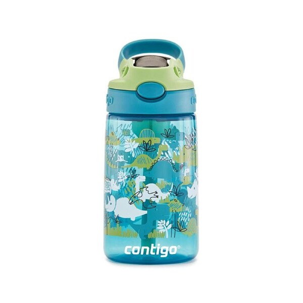 Contigo Kids Autospout 414ml Water Bottle w/ Straw Drink Container Dinosaur