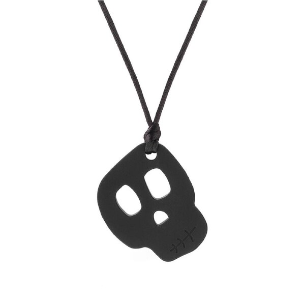 Chewigem Skull Sensory/Fidget Silicone Chewable Pendant - Black 3y+