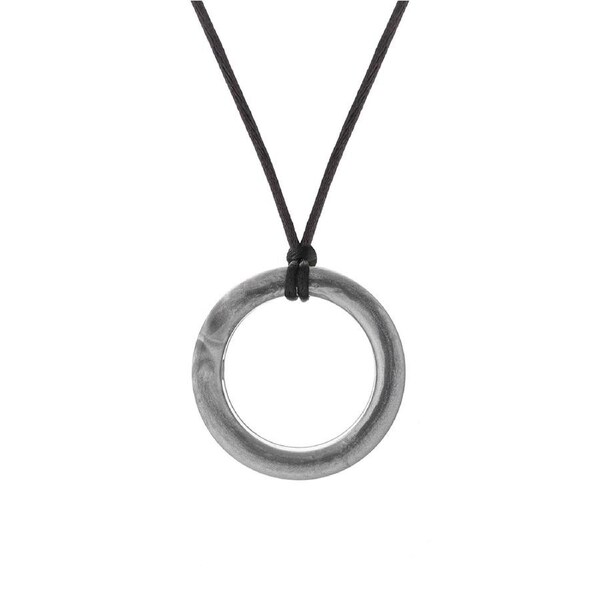 Chewigem Realm Sensory/Fidget Silicone Chewable Pendant Ring - Silver 3y+