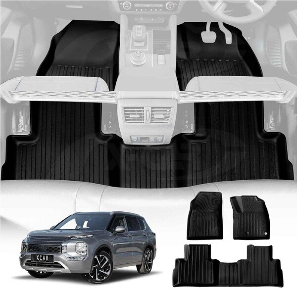 3D All-Weather TPE Floor Mats for Mitsubishi Outlander Petrol 2021-Onwards Heavy Duty Customized Car Floor Liners Full Set Carpet