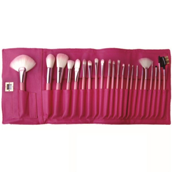 22 Piece Professional Makeup Brush Set Soft Bristle Multipurpose with Carry Case Pink