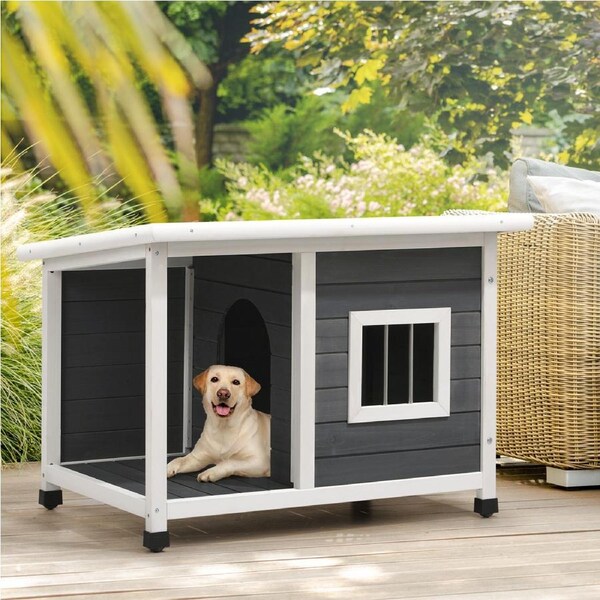 Alopet Dog Kennel House Outdoor Pet Wooden Cage Kennels Indoor Cabin Box Awning