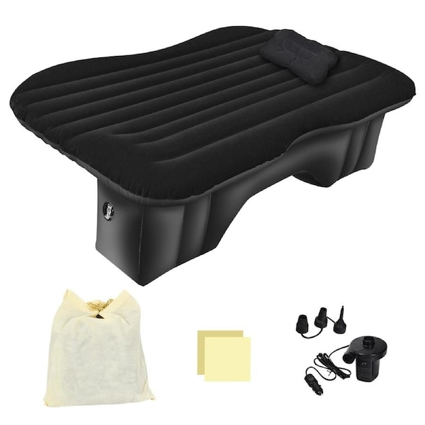 Costway Inflatable Car Air Mattress Portable SUV Back Seat Camping Cushion w/Pillow&Pump Indoor&Outdoor Black