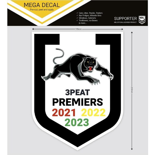 Penrith Panthers NRL 3 Peat MEGA Decal 2023 Premiers Premiership