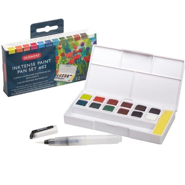 Derwent Inktense Paint Pan Palette Travel Set #02 Pack of 12