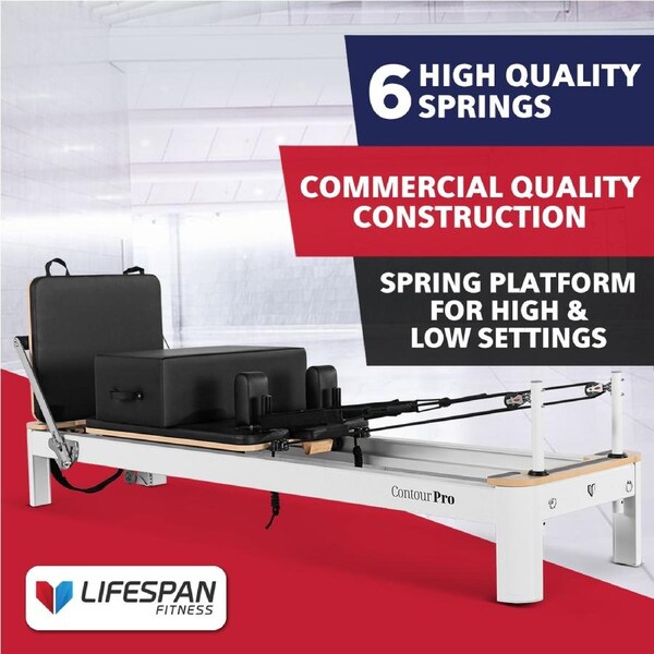 Lifespan Fitness Contour Pro Studio Aluminium Reformer Pilates Bed Set