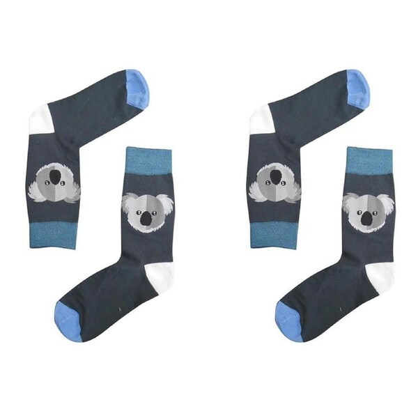 2PK Sole Mates Unisex Casual Dress Novelty Large Koala Head Socks Pair One Size