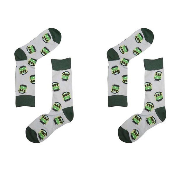 2PK Sole Mates Unisex Casual Dress Novelty Tram Themed Socks Pair One Size