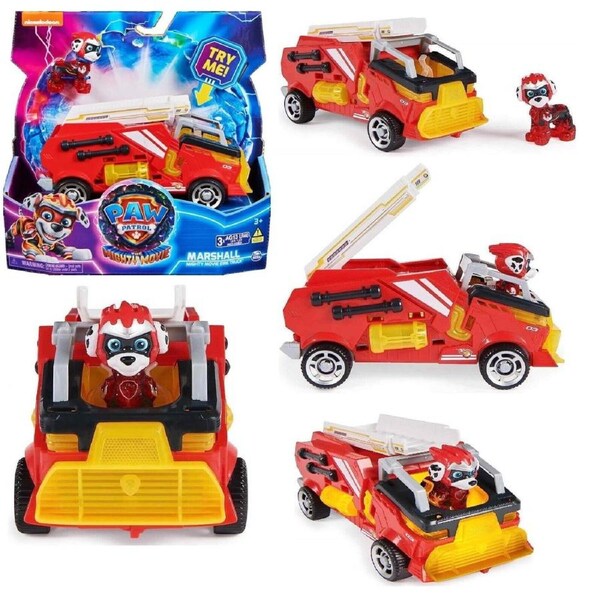 Paw Patrol-Marshall & Fire Truck-The Mighty Movie Themed Assorted Car Truck