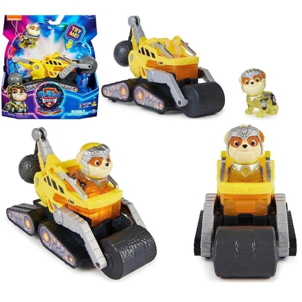 Paw PatrolRubble & bulldozer-The Mighty Movie Themed Assorted Zuma Rubble Chase Cruiser Car Truck