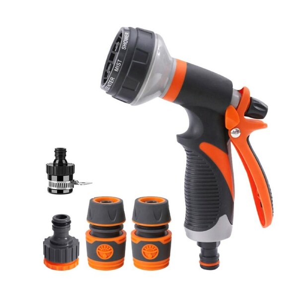 Garden Hose Spray Gun Set 8 Adjustable Patterns High Pressure Water Gun Nozzle