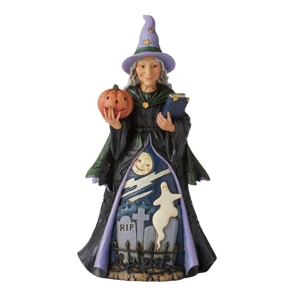 Heartwood Creek by Jim Shore - Halloween Witch with Pumpkin and Scene Figurine 22cm