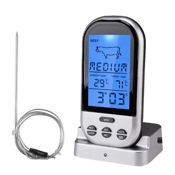 Digital Wireless Food Meat Oven BBQ Thermometer Remote Probe Cooking Set Grill