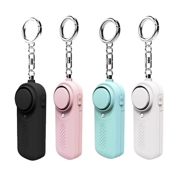 Personal Alarm CE Version 4 Pack - 1x Black - 1x Blue - 1x Pink - 1x White