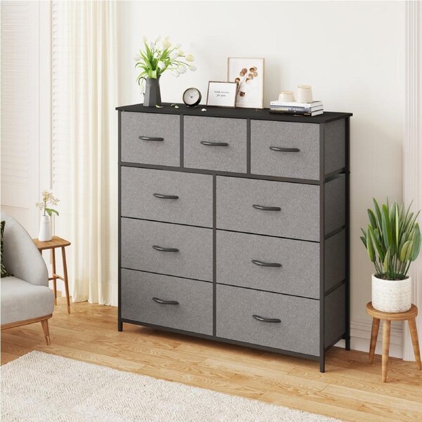 Advwin Chest of Drawers 9 Drawer Dresser Tallboy Organizer TV Stand Storage Unit Clothes Toys Storage Cabinet Tower