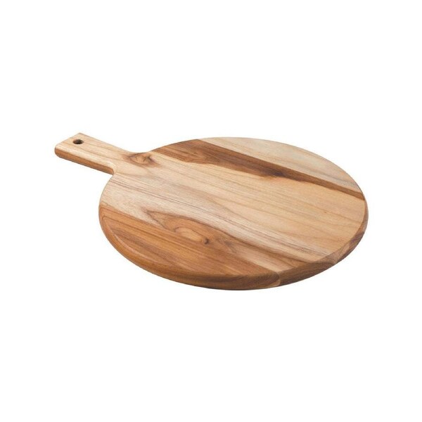 Tramontina 40x30cm Teak Wood Cutting/Chopping Board Round Serving w/ Handle