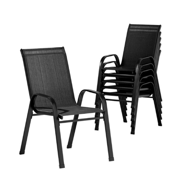 Outdoor Stackable Lounge Bistro Chair Patio Set - 6x